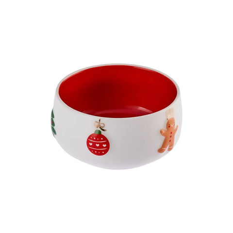 Bol Karaca Noël 11 cm, blanc rouge, porcelaine 