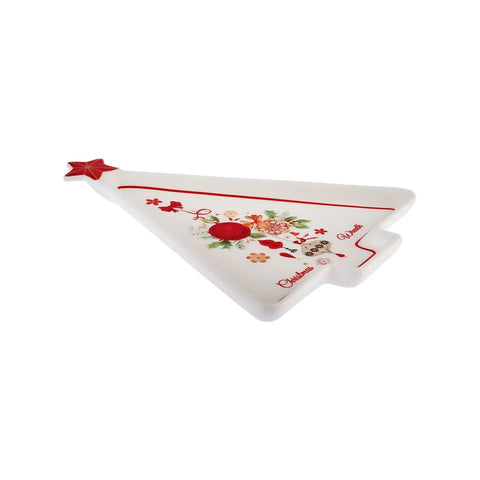 Assiette de service Karaca Noël Couronne 21 cm, blanc rouge, porcelaine 