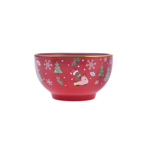 Bol Karaca Noël Ligne d'or, 14 cm, rouge, porcelaine