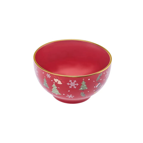 Bol Karaca Noël Ligne d'or, 14 cm, rouge, porcelaine