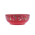 Bol à salade Karaca Noël Ligne d'or, 20 cm, rouge, porcelaine