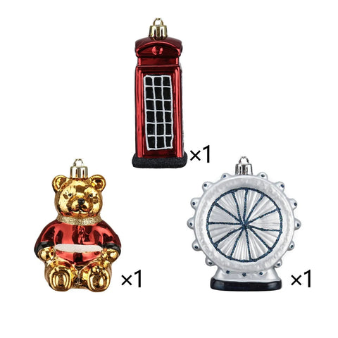 Set d'ornements de sapin Karaca Home Noël Londres, 3 pièces