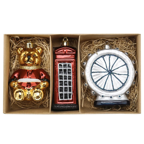 Set d'ornements de sapin Karaca Home Noël Londres, 3 pièces