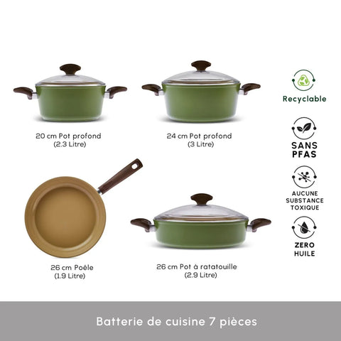 Batterie de cuisine Karaca Swiss Crystal Nature Pro, 7 pièces