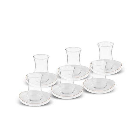 Service à thé Karaca Streamline Hole pour 6 personnes, 12 pièces, verre, 165 ml