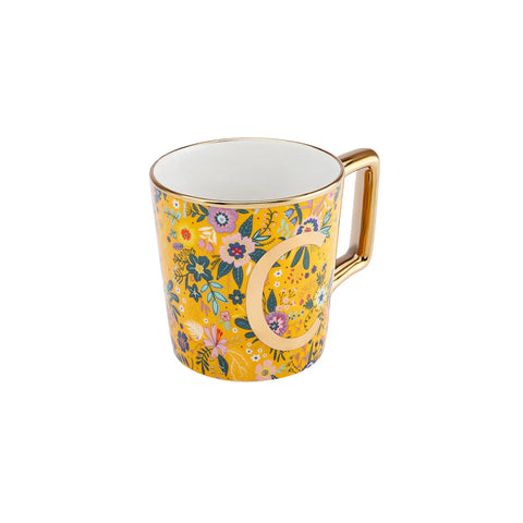 Mug Karaca Fleur avec lettre C, 350 ml