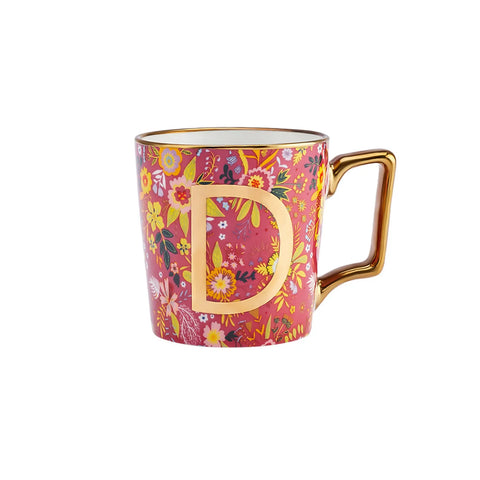 Mug Karaca Fleur avec lettre D, 350 ml