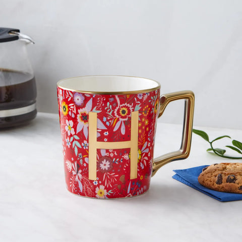 Mug Karaca Fleur avec lettre H, 350 ml