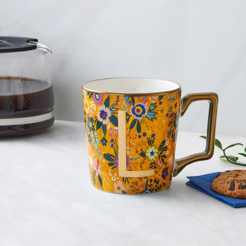 Mug Karaca Fleur avec lettre L, 350 ml