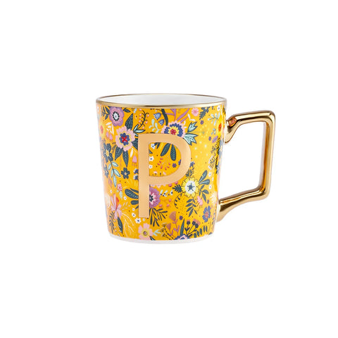 Mug Karaca Fleur avec lettre P, 350 ml