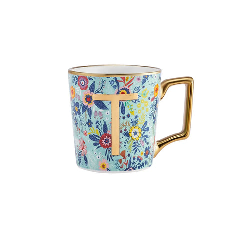 Mug Karaca Fleur avec lettre T, 350 ml