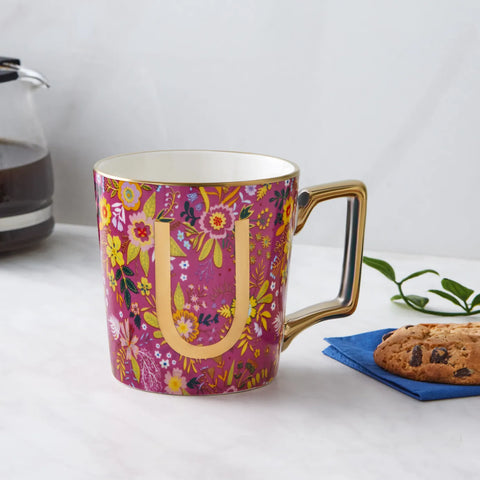 Mug Karaca Fleur avec lettre U, 350 ml