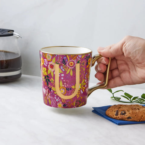 Mug Karaca Fleur avec lettre U, 350 ml