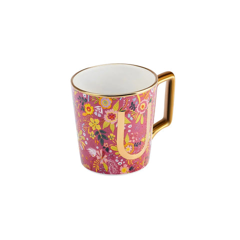 Mug Karaca Fleur avec lettre U, 350 ml