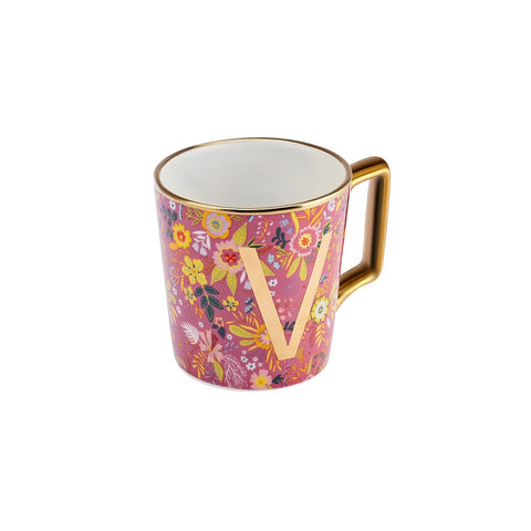 Mug Karaca Fleur avec lettre V, 350 ml