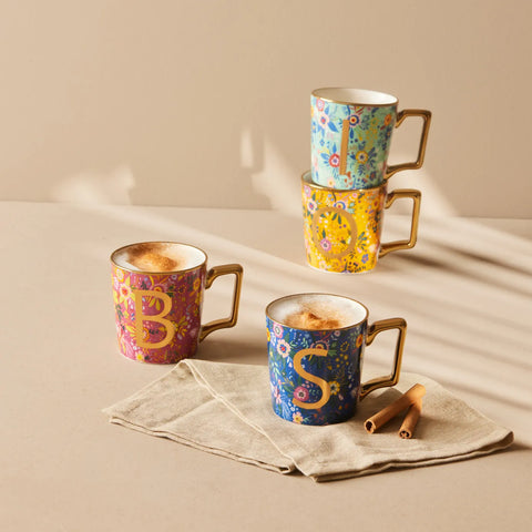 Mug Karaca Fleur avec lettre I, 350 ml