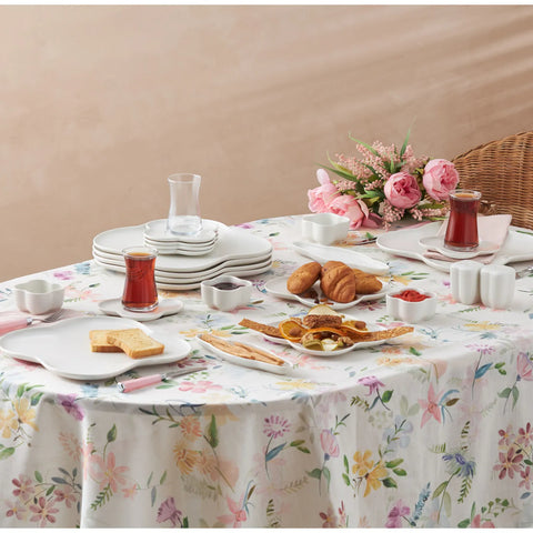 Service Petit Déjeuner Karaca Clover pour 6 personnes, 28 pièces, en porcelaine