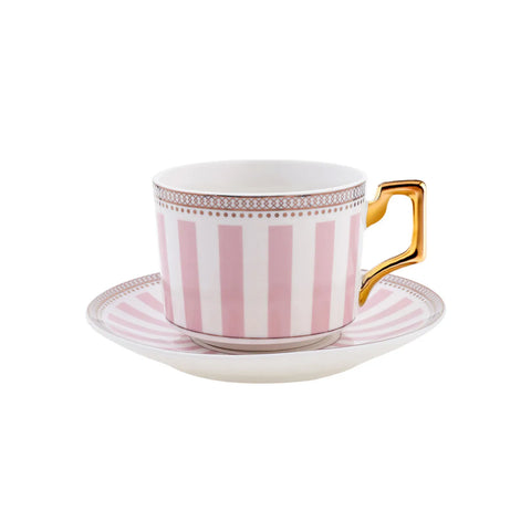 Service de tasses à thé Karaca Jolly Pink Bold Line pour 2 personnes, 220 ml