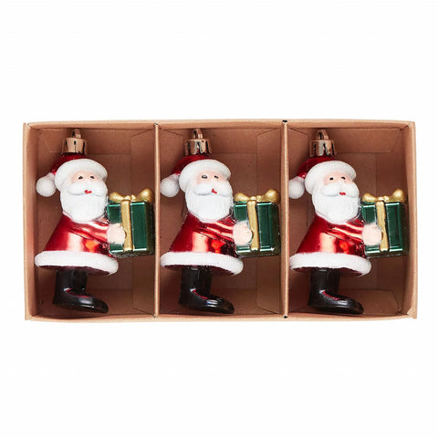 Set d'ornements de sapin Karaca Home Père Noël avec cadeau, 3 pièces