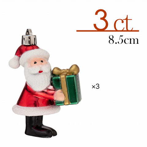 Set d'ornements de sapin Karaca Home Père Noël avec cadeau, 3 pièces