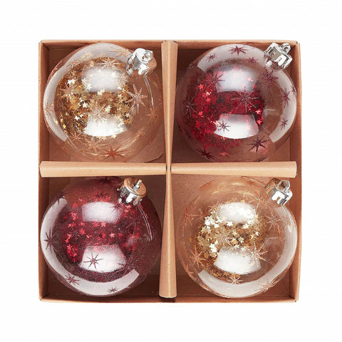 Set d'ornements de sapin Karaca Home Noël Paillettes, 4 pièces, 8 cm