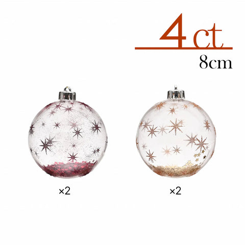 Set d'ornements de sapin Karaca Home Noël Paillettes, 4 pièces, 8 cm