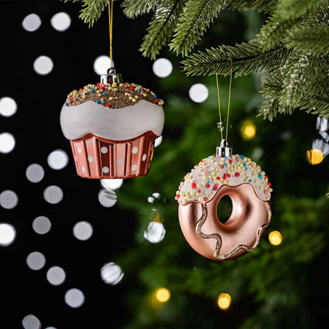 Set d'ornements de sapin Karaca Home Noël Donut Cupcake, 2 pièces 