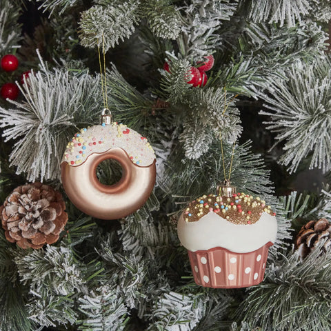 Set d'ornements de sapin Karaca Home Noël Donut Cupcake, 2 pièces 