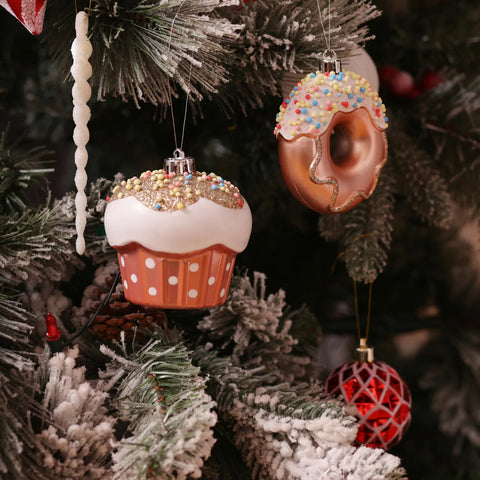 Set d'ornements de sapin Karaca Home Noël Donut Cupcake, 2 pièces 