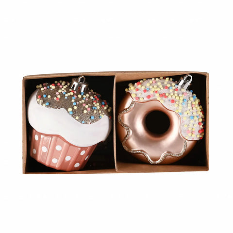 Set d'ornements de sapin Karaca Home Noël Donut Cupcake, 2 pièces 