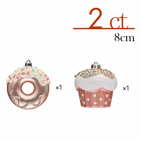 Set d'ornements de sapin Karaca Home Noël Donut Cupcake, 2 pièces 