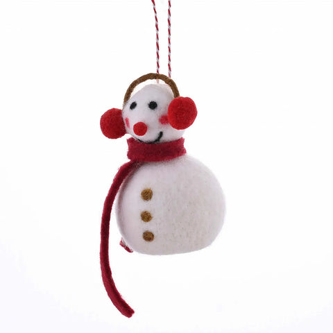 Ornement de sapin Karaca Home Bonhomme de neige de Noël avec cache-oreilles, 8x13 cm