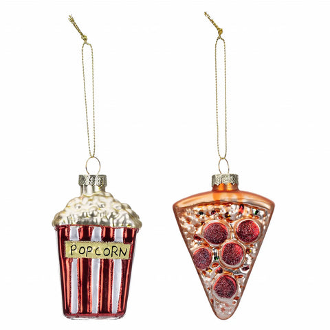 Set d'ornements de sapin popcorn pizza Karaca Home Noël, 2 pièces