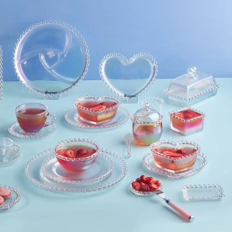 Assiette à dessert Karaca Rory Cœur, verre, 18 cm