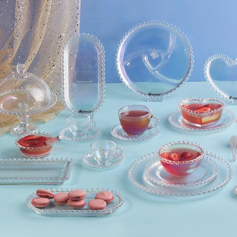 Assiette à dessert Karaca Rory Cœur, verre, 18 cm