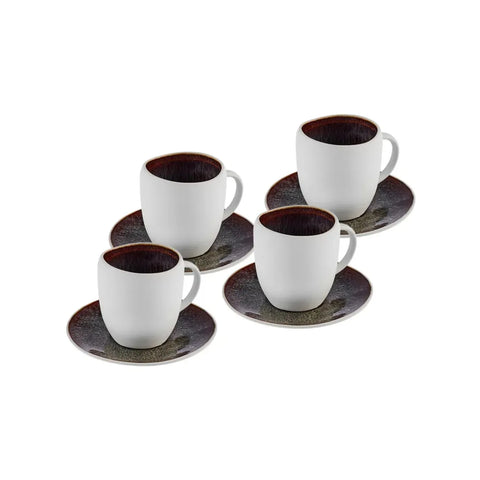 Coffret de tasses à café turc Espresso Karaca Galactic Reactive Glaze pour 4 personnes, 8 pièces, blanc, 100 ml