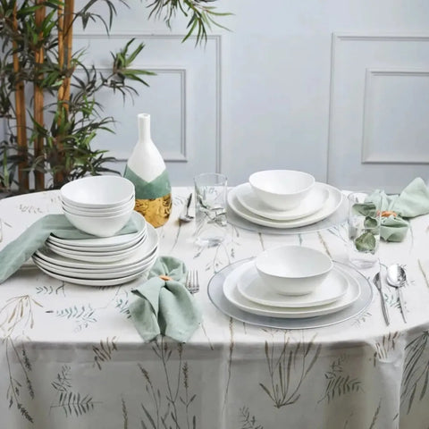 Service de table Karaca Catrice pour 6 personnes, 18 pièces, porcelaine, blanc