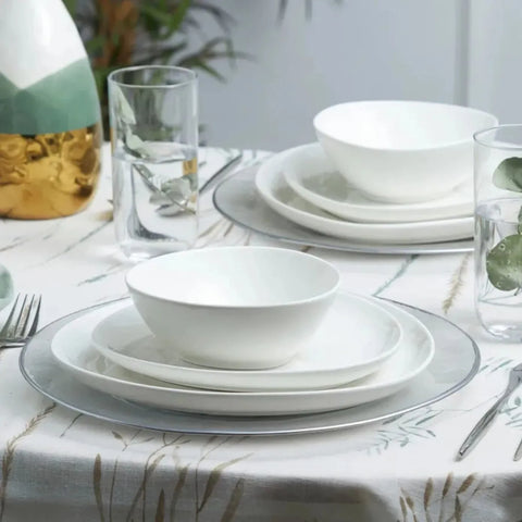 Service de table Karaca Catrice pour 6 personnes, 18 pièces, porcelaine, blanc