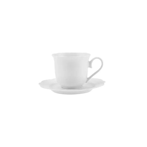 Coffret de tasses à thé et soucoupes Karaca Daisy pour 4 personnes, 8 pièces, New Generation Bone, blanc, 260 ml