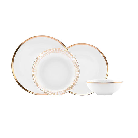 Service de table Karaca Gold Line pour 6 personnes, 24 pièces, porcelaine 