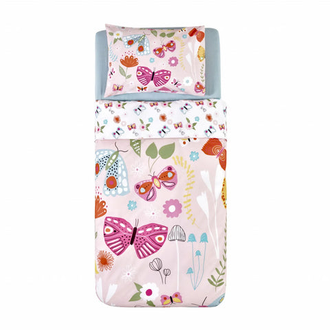 Parure de lit Karaca Home Young Butterfly pour lit single, 100% coton 