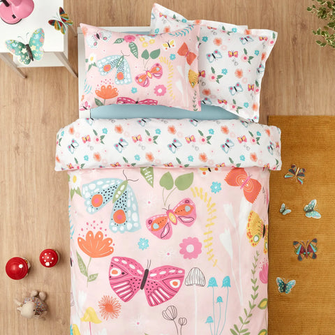 Parure de lit Karaca Home Young Butterfly pour lit single, 100% coton 