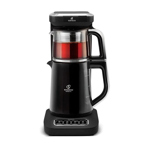 Théière Bouilloire et cafetière filtre Karaca Caysever Robotea Pro 4 en 1 automatique parlant, 2500W, chrome