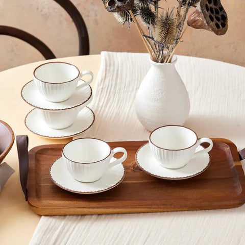 Set de tasses à café Karaca Rhine pour 4 personnes, 8 pièces, porcelaine 