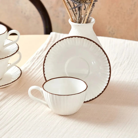 Set de tasses à café Karaca Rhine pour 4 personnes, 8 pièces, porcelaine 