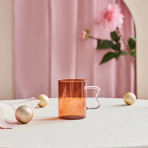 Mug Karaca Miracle orange, manche zigzag rose