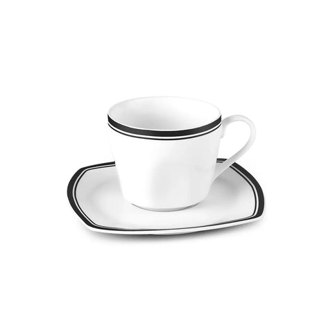 Ensemble de Tasses à Thé Karaca Black Line pour 6 Personnes, 12 Pièces, 220 ml