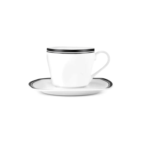 Ensemble de Tasses à Thé Karaca Black Line pour 6 Personnes, 12 Pièces, 220 ml