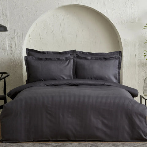 Parure de Lit Simple en Satin Karaca Home Uniq 100 % Coton, Anthracite