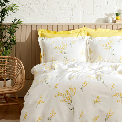 Karaca Home Loretta Ensemble de housse de couette individuelle en 100% coton jaune